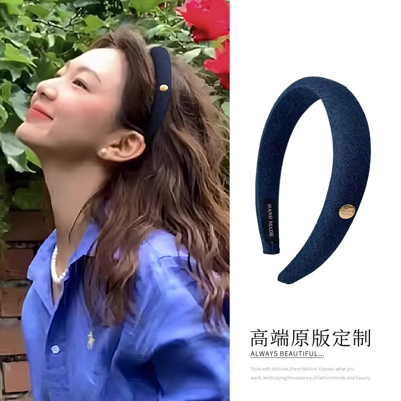 牛仔金属标发箍洗脸头箍简约头饰