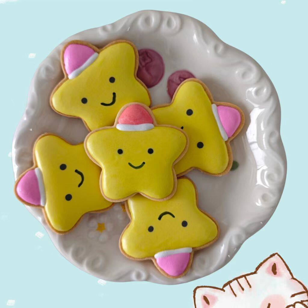 手工翻糖糖霜饼干定制五角星可写字节日礼物甜品台回礼伴手礼分享