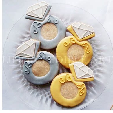 婚礼手工翻糖糖霜饼干定制手工戒指礼物PARTy甜品台回礼伴手礼