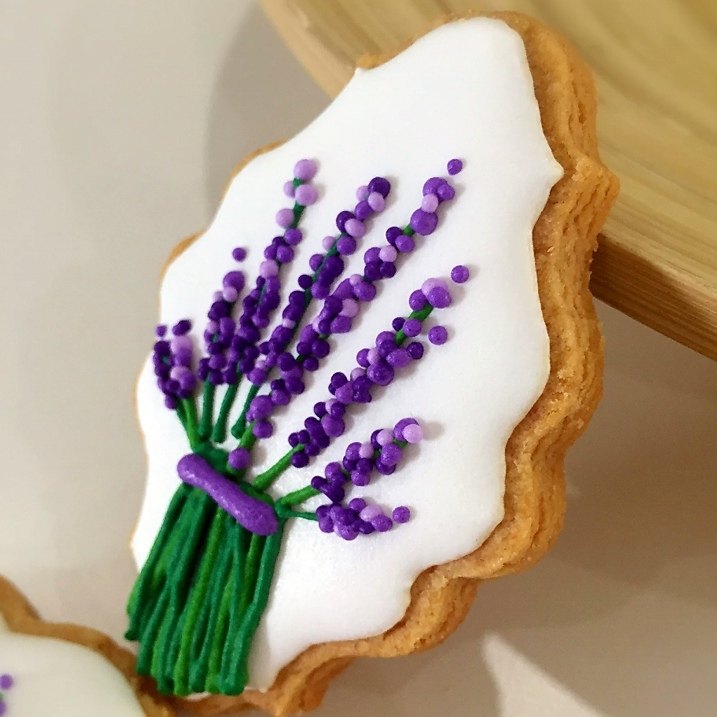 手工翻糖糖霜饼干定制薰衣草紫色情人节生日节日礼物回礼伴手礼