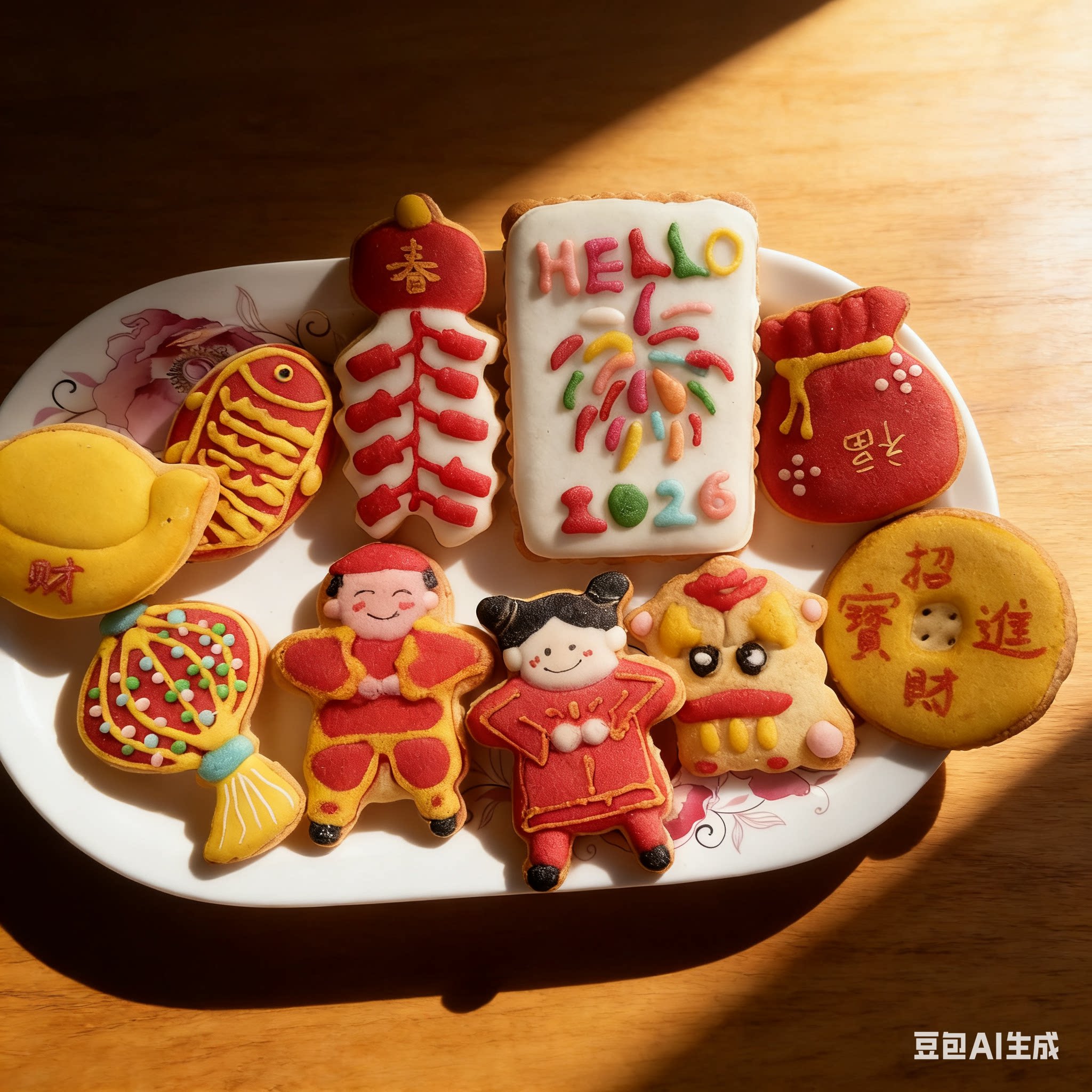 新年糖霜饼干翻糖手工年夜饭摆盘甜品台回礼伴手礼春节年货送长辈