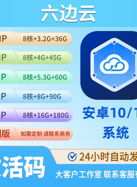 六边云手机VIP 安卓10/12月卡 GKSXZ全型号 30天激活码 新增续费