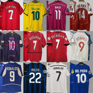 复古足球服AC罗齐达内马尔蒂尼荷兰帕德罗巴乔博卡卡贝克汉姆球衣