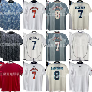1998世界杯英格兰复古球衣7号贝克汉姆20号欧文成人短袖足球队服