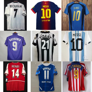 经典足球服热门复古球衣AC罗梅西纳尔多齐达内马尔蒂尼法国家队服