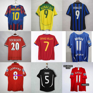 热门复古球衣梅西AC罗纳尔多齐达内马尔蒂尼经典足球服法国家队服