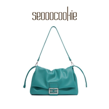 Seooocookie韩国2025新款小众高级感女士单肩腋下包包抽绳褶皱包
