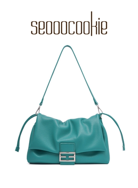 Seooocookie韩国2025新款小众高级感女士单肩腋下包包抽绳褶皱包