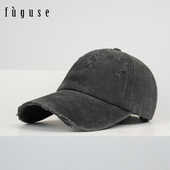 复古水洗棉破洞做旧棒球帽子男女百搭个性 街头显脸小遮阳鸭舌帽潮