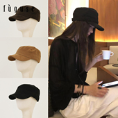 秋冬麂皮绒平顶帽子女休闲百搭显脸小画家鸭舌帽日系时尚 马术帽潮