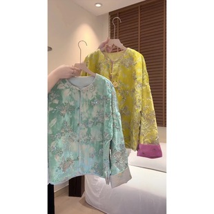 国风真丝丝绒重工亮片钉珠刺绣轻奢上衣外套 2025秋款 珠翠如棠