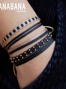 金珠版- 西班牙Guanabana品牌手工编织叠戴撞色银丝手绳手链 现货