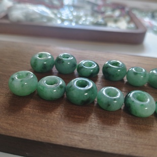 天然翡翠A货平安扣绿路路通飘黑花转运珠男女款珠子平安扣