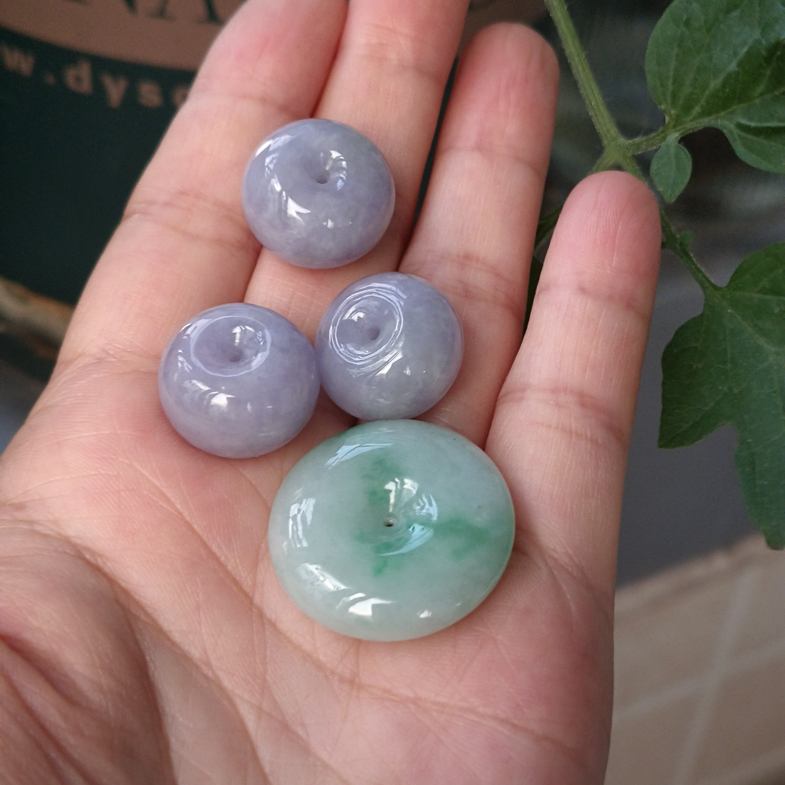 新品保真天然翡翠吊坠挂件紫平安扣飘绿厚扣