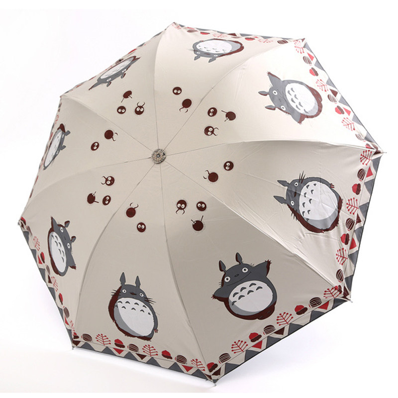 大地花 韩国创意龙猫伞黑胶防紫外强防晒线折叠晴雨两用伞包邮