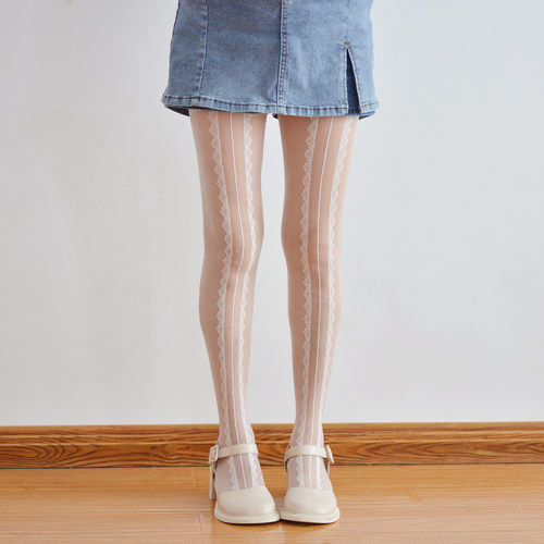 甜美风春夏超薄森女竖纹打底丝袜