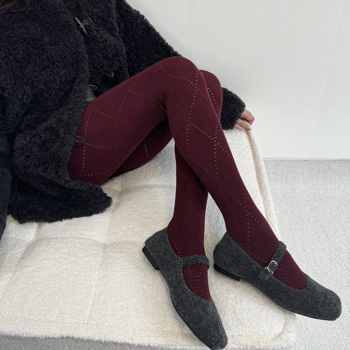 安可拉红色连裤袜棉质复古镂空菱形条纹羊毛打底袜加绒直角跟ins,女士内衣/男士内衣/家居服,连裤袜/打底袜,淘宝优惠券,粉丝福利购,淘宝优惠卷