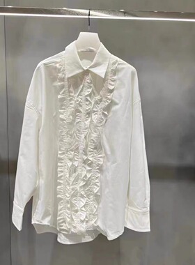 正品2H1C419-23 D大 23秋4  1599 漂白X  法式褶皱衬衫