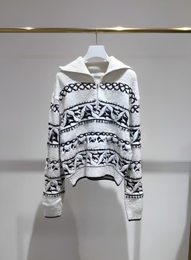 正品2H4E461-230  23冬 2299W 白色 大翻领 针织衫