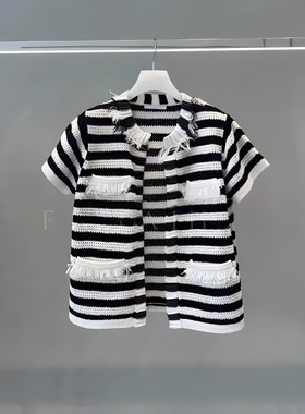 正品2H2E531-23 D大23夏4 1899 黑色 条纹 毛衫 外套