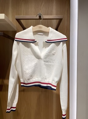 正品3H1E422-23 D小 23春4 1190W 白色翻领针织衫