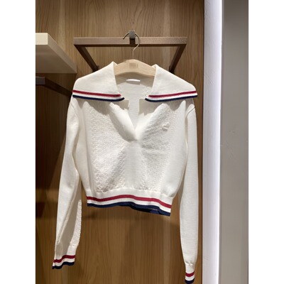 正品3H1E422-23 D小 23春4 1190W 白色翻领针织衫