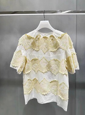 正品2H3D302-23 D大2023秋2 1999 白色X 重工绣花小上衣