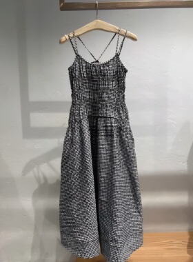 正品3I2O227-240 D小24夏6 1490W 黑色 吊带黑白格连衣裙