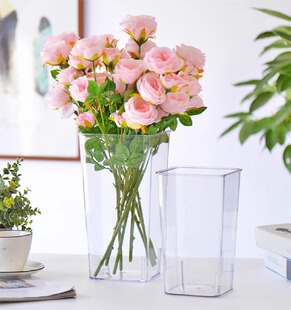 透明亚克力醒花桶养花泡鲜花瓶深水家用装饰插花塑料花店专用透明