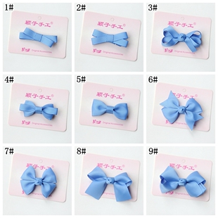 颖子手工正品 原创宝宝配饰头饰发饰小蝴蝶结发夹卡普里蓝色337