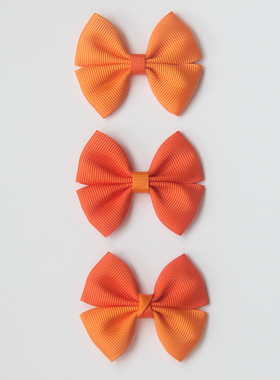 颖子手工定制 儿童头饰宝宝发饰 橘橙色蝴蝶结边夹BB夹发绳