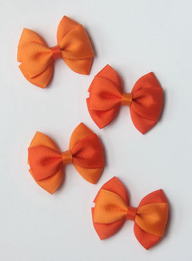 颖子手工定制 儿童头饰宝宝发饰 橘橙色蝴蝶结边夹BB夹发圈