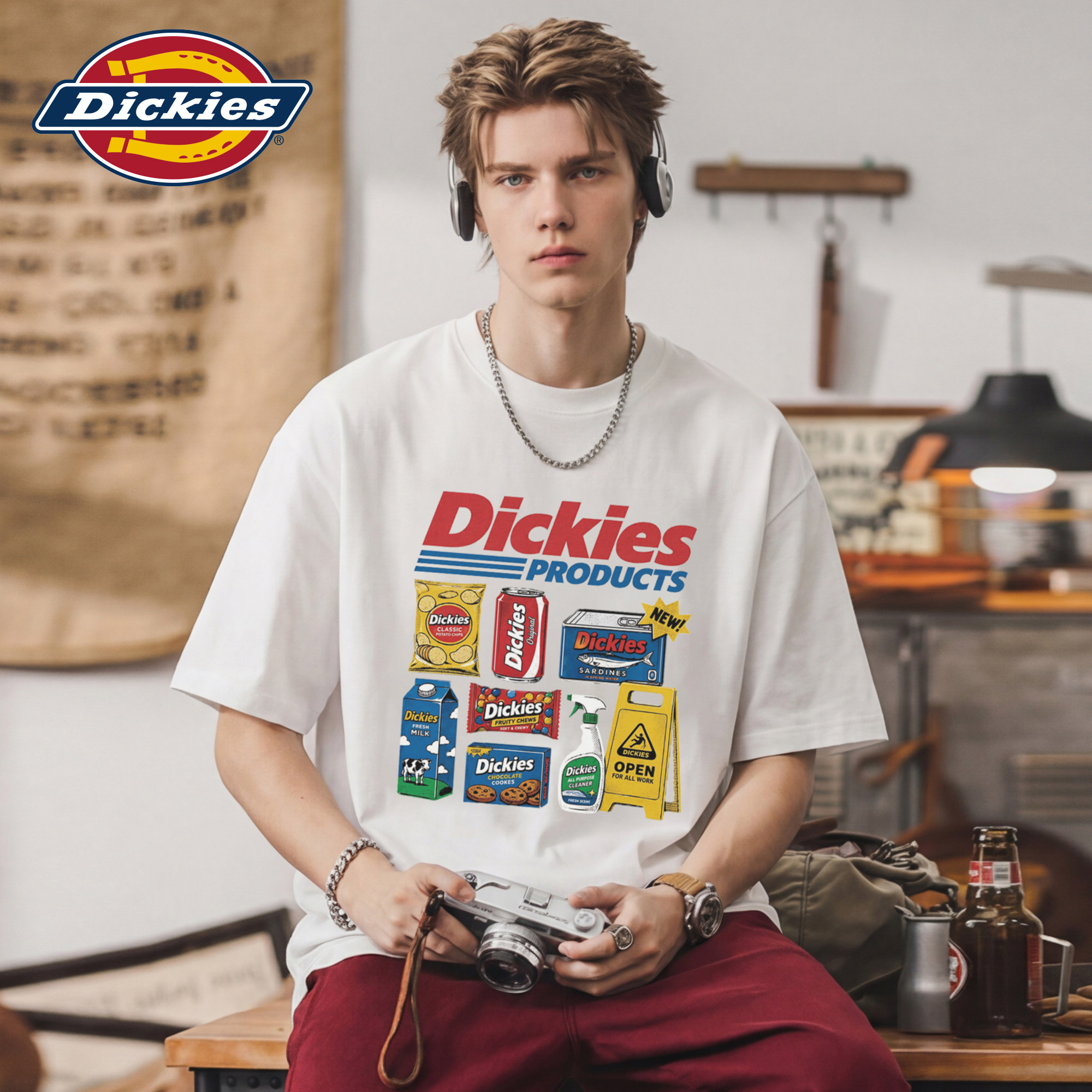 Dickies帝酷适美式趣味印花短袖t恤男潮牌半袖上衣街头百搭体恤M图片