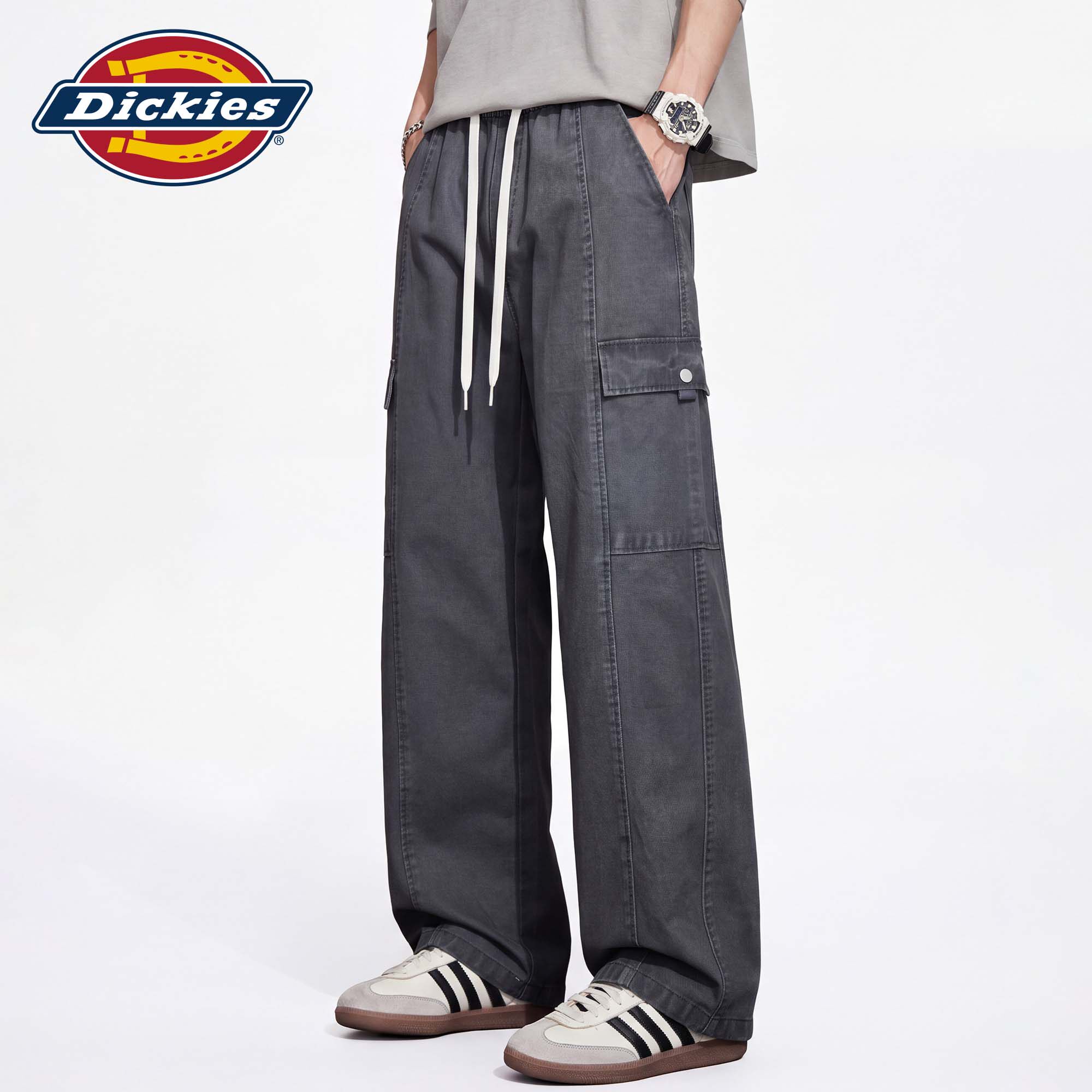 Dickies帝酷适纯棉阔腿工装裤男款秋季多口袋美式宽松休闲长裤子M