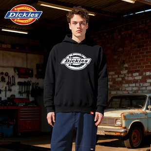 Dickies帝酷适25秋冬款时尚休闲涂鸦大logo印花连帽毛圈卫衣男女