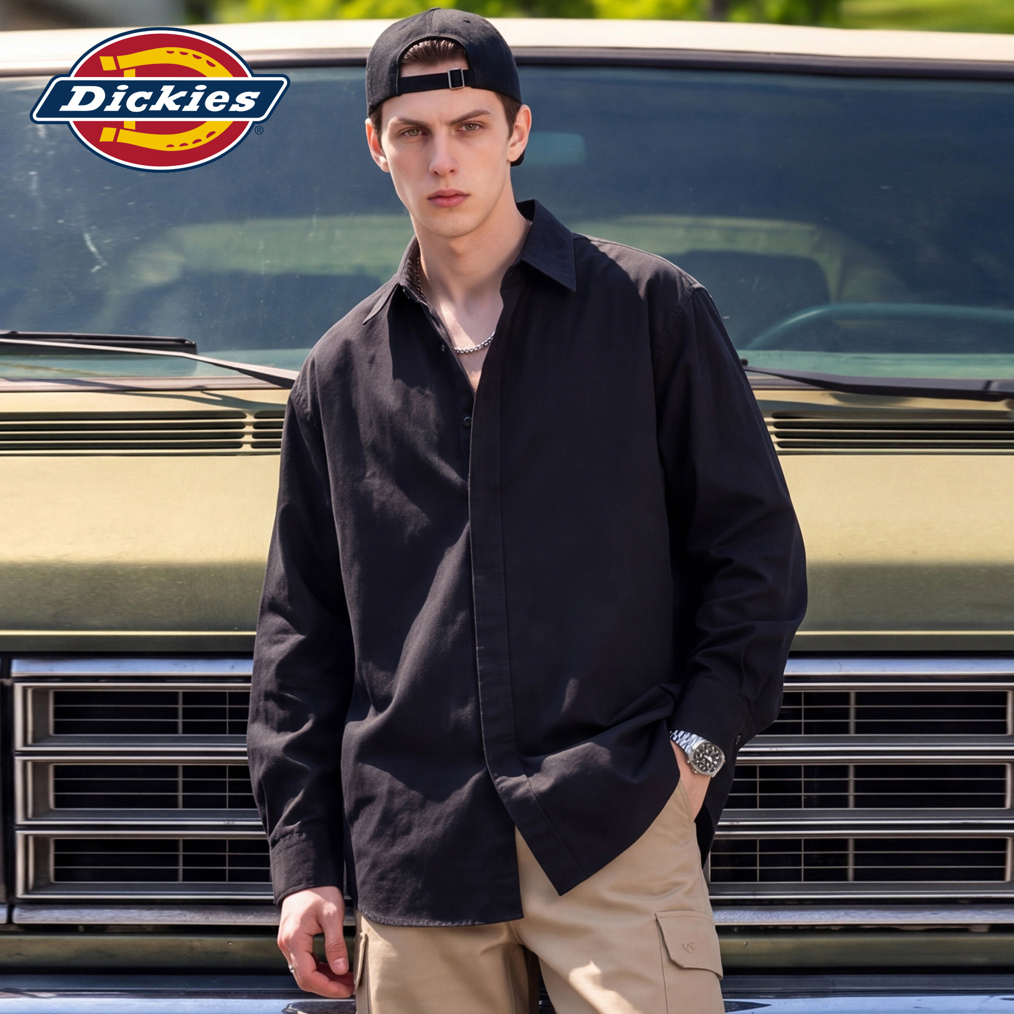 Dickies男秋季美式纯棉长袖衬衫图片