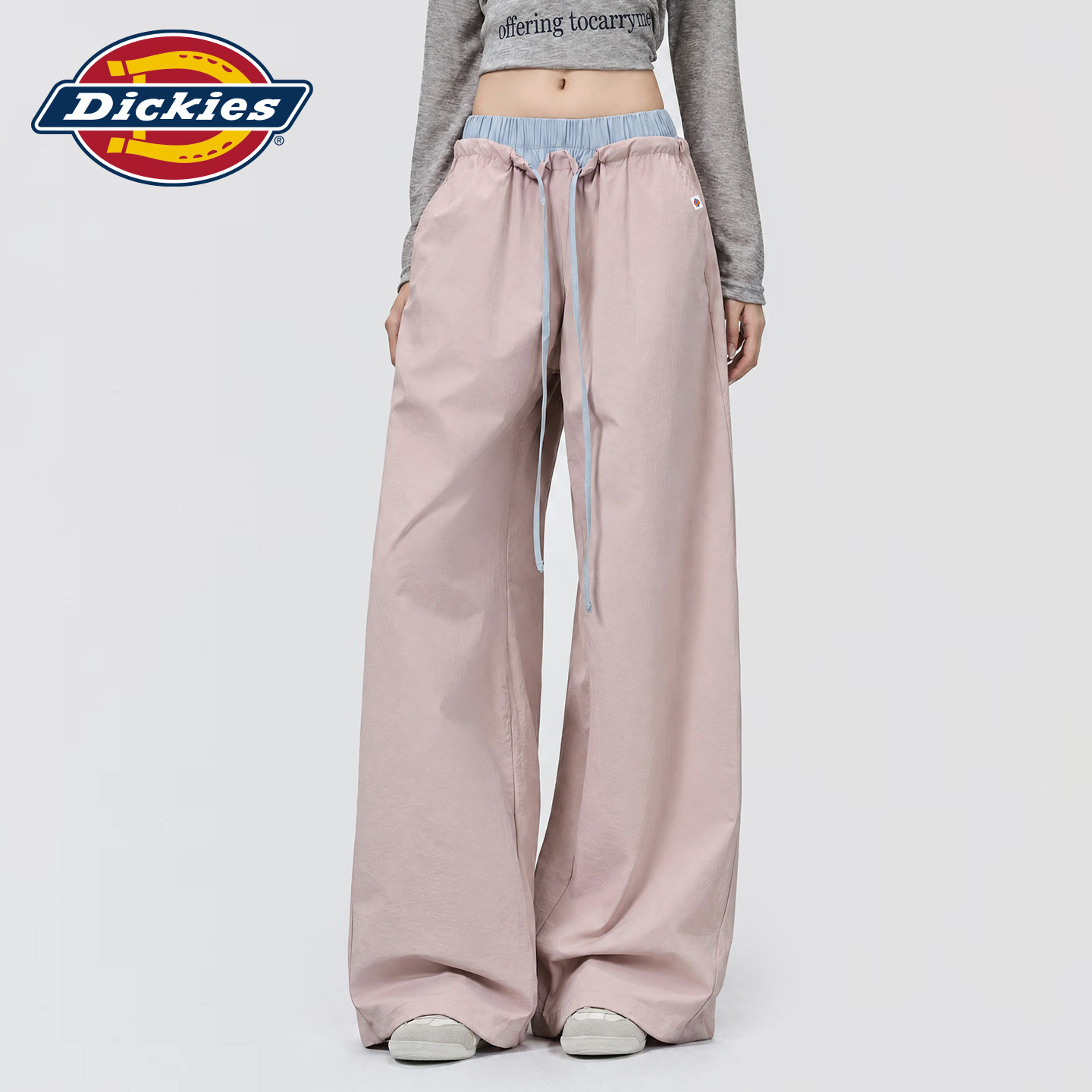 Dickies帝酷适美式慵懒风撞色拼接休闲裤女秋冬季宽松垂感阔腿裤m