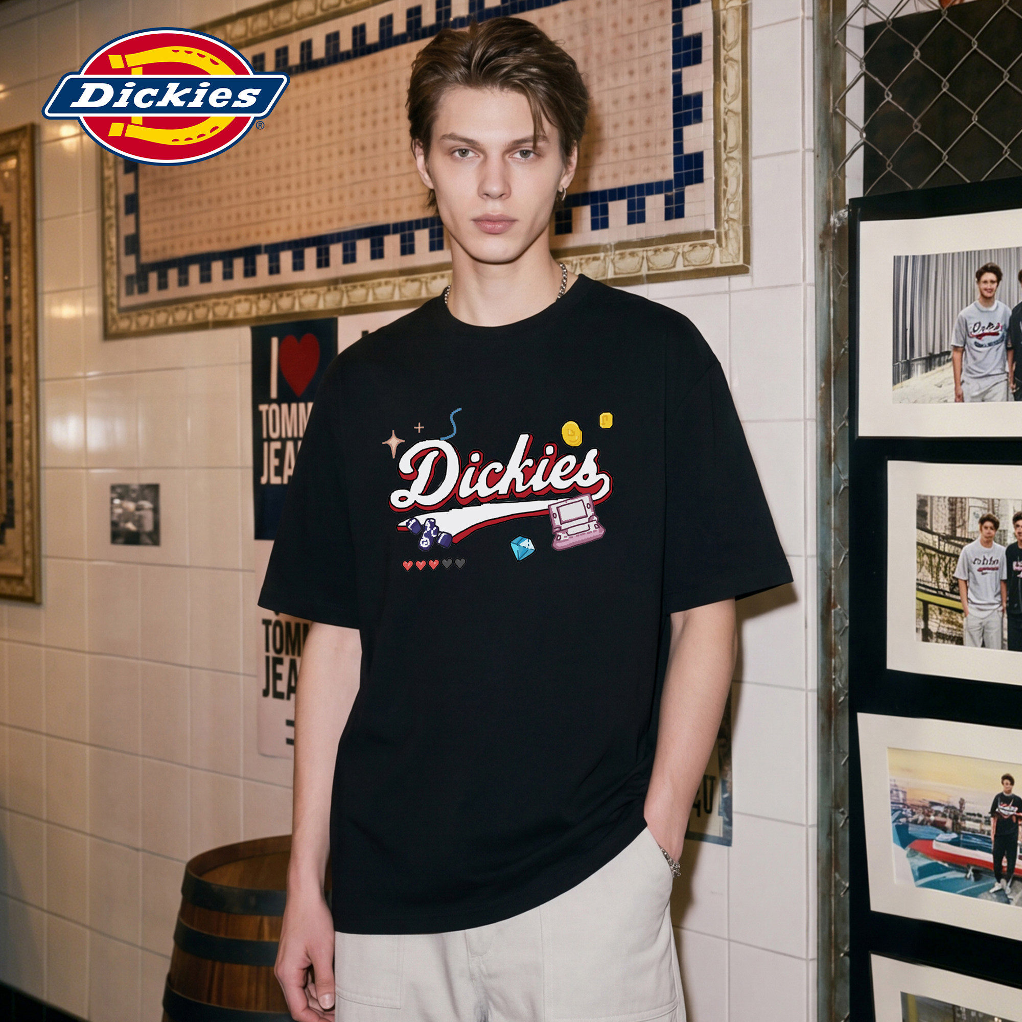 Dickies复古童趣印花短袖T恤男图片