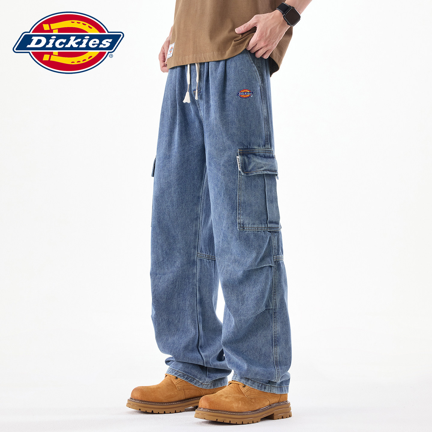 Dickies帝酷适美式复古工装牛仔裤男士秋季多口袋宽松抽绳阔腿裤Y