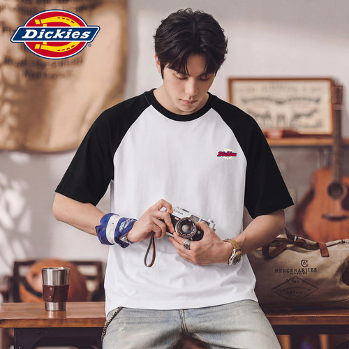 Dickies美式新款撞色拼接短袖T恤