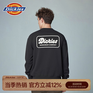 Dickies帝酷适26秋冬新款美式字母印花宽松卫衣毛圈内里男女情侣J