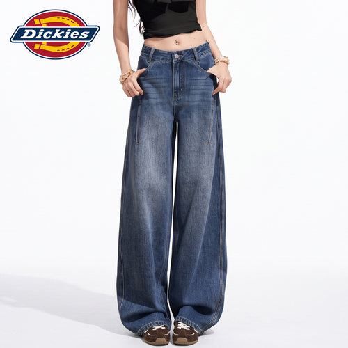 Dickies帝酷适拼接阔腿牛仔裤女Y