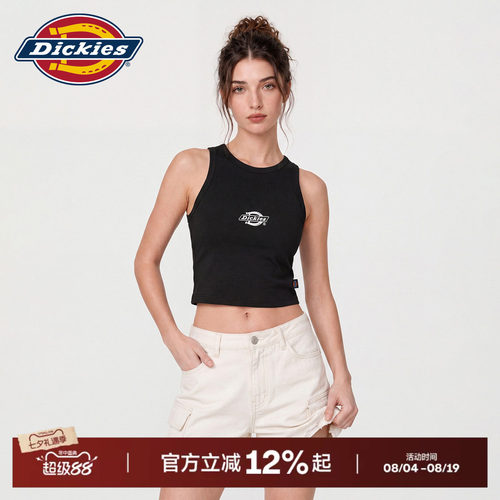 Dickies帝酷适美式复古背心女款修身短款无袖夏季透气百搭内搭J