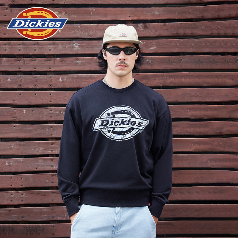 Dickies帝酷适春秋图案logo印花毛圈布内里休闲圆领卫衣男女情侣J