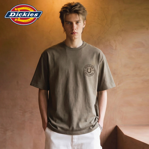 Dickies帝酷适美式品牌印花短袖T恤男夏季宽松圆领纯棉半袖上衣M