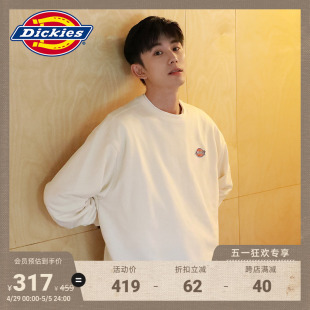 Dickies 宽松 卫衣男女情侣同款 春夏三原色小logo圆领毛圈美式