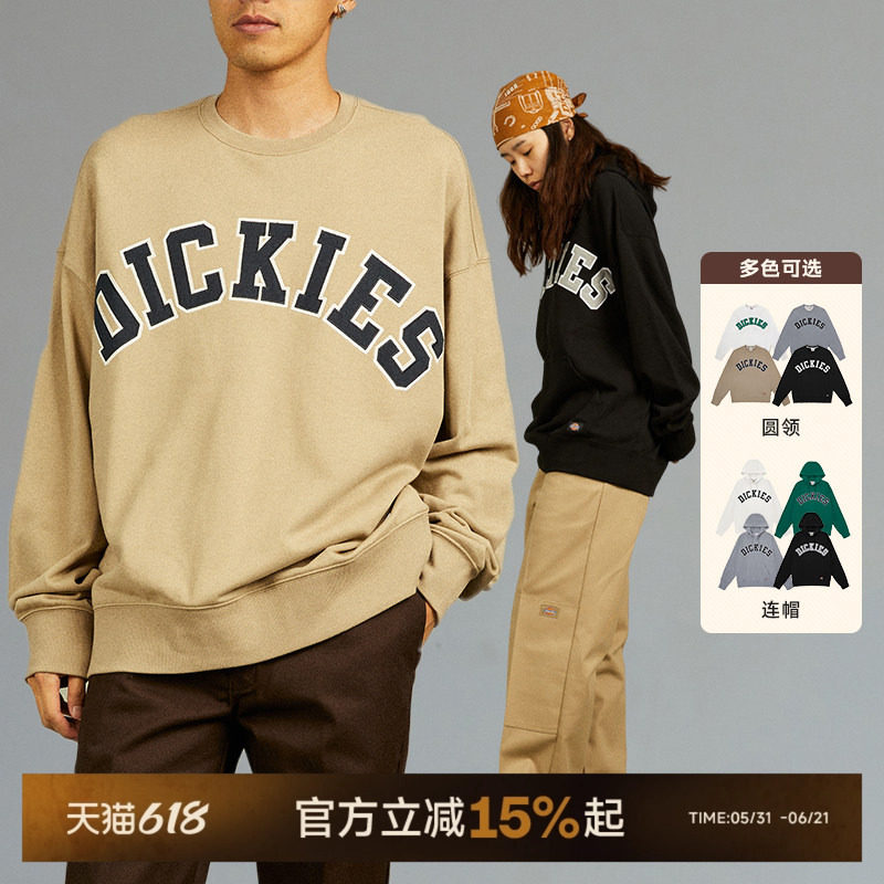 Dickies帝酷适卫衣2026春秋潮牌logo贴布绣宽松卫衣男女情侣同款J