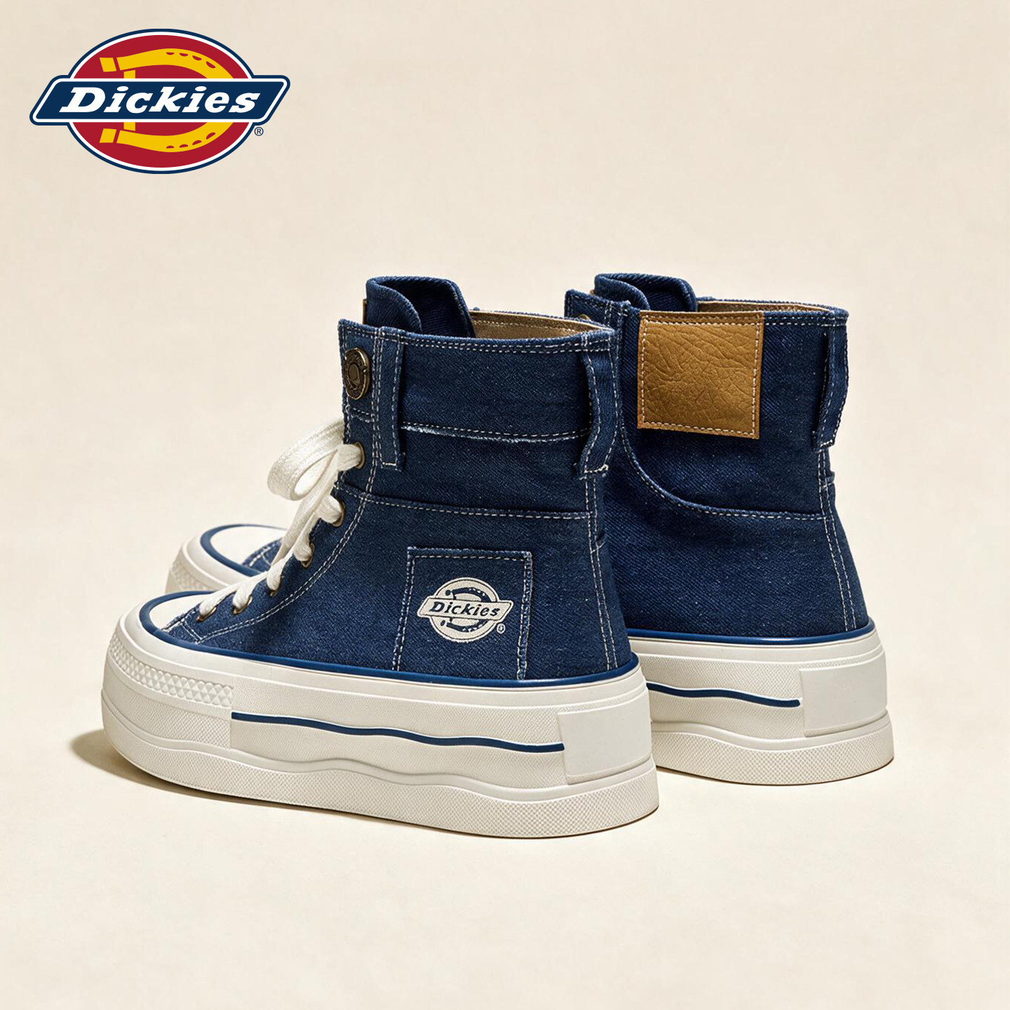 Dickies牛仔蓝厚底高帮女鞋图片