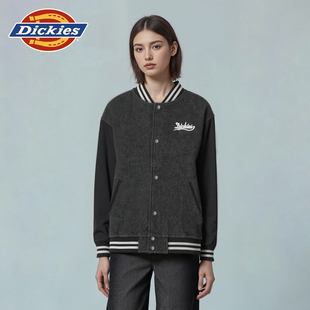 Dickies帝酷适2026拼接牛仔夹克外套 复古做旧棒球领宽松休闲上衣
