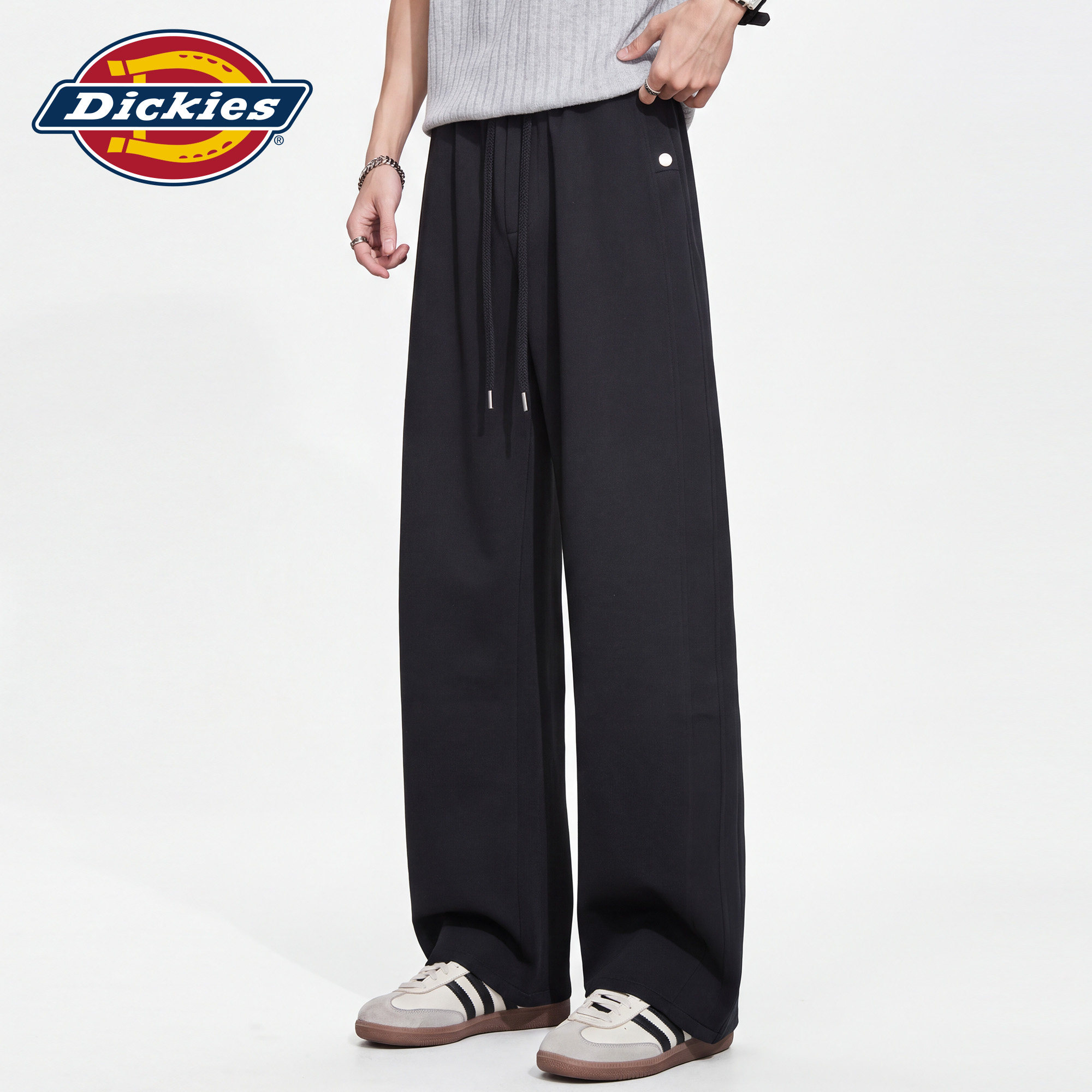 Dickies帝酷适秋季抽绳阔腿休闲裤男垂感宽松直筒百搭显瘦长裤子M